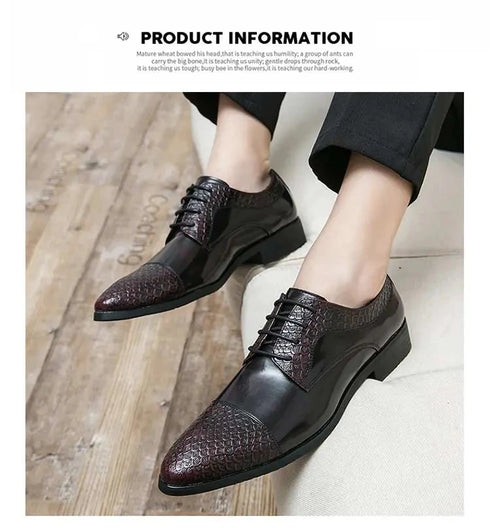 Men's Fashion Derby Shoes Lace-Up Business Office Dress Shoes for Weddings and Formal Events